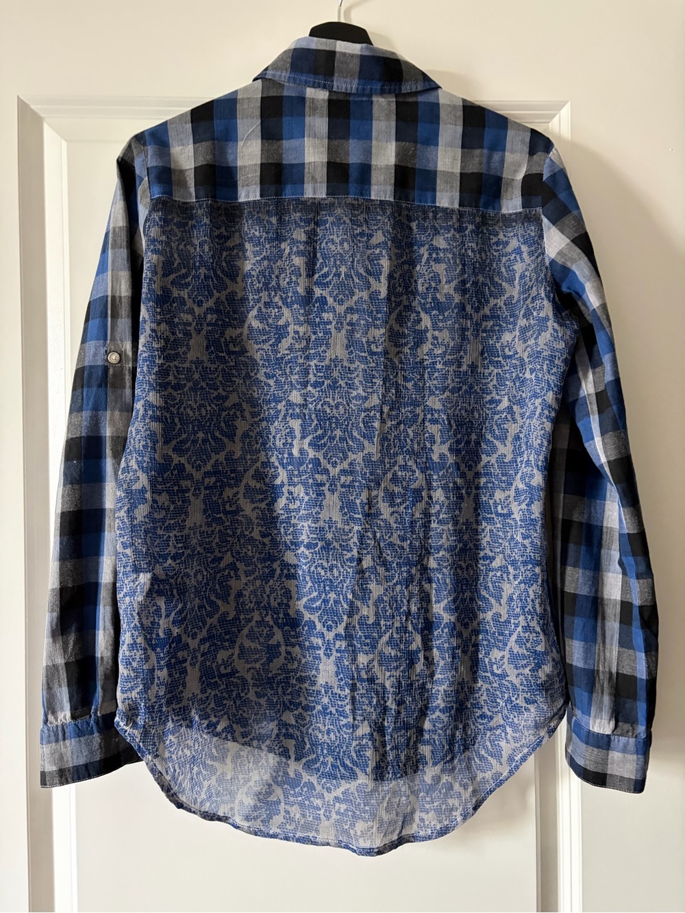 White Crow Blue Plaid Button-Down Shirt S - Picture 6 of 11